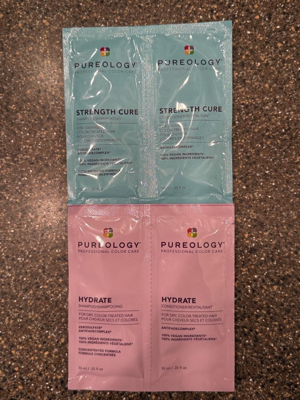 Pureology Strength Cure (teal) & Hydrate (pink) Sachet Duo